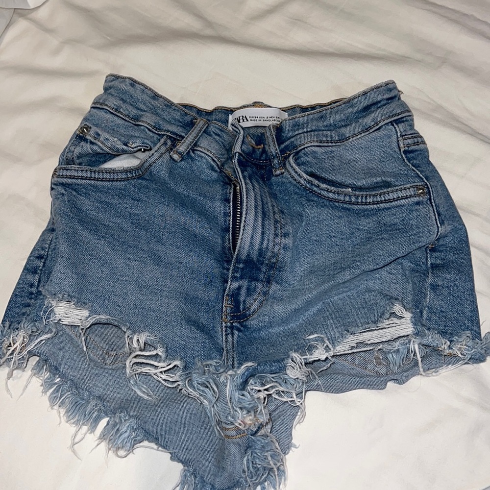 Zara high rise denim shorts